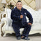 Men's Long Pajamas with Notched Collar in Thick Fabric