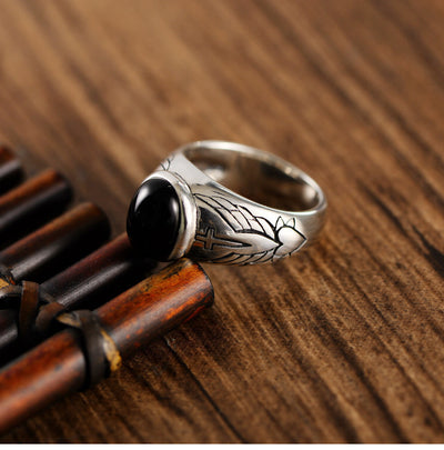 Anillo de Plata Tailandesa con Ágata Negra Vintage - Image 8