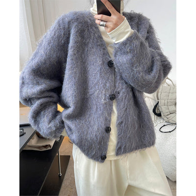 Cardigan Suelto de Lana Suave con Cuello en V - Tejido Cálido y Acogedor - Image 4