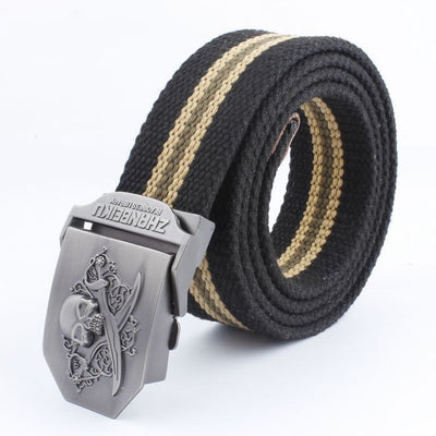 Cinturón Canvas con Hebilla Doble Calavera - Estilo Casual Versátil - Image 27