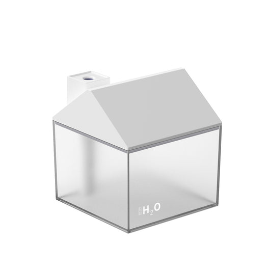 Two house-shaped USB humidifiers, one dark gray and one pink, with clear bases showing H₂O text. - Image 15