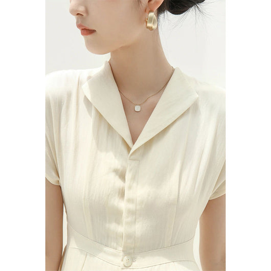 Vestido Camisero de Algodón y Lino Blanco para Verano - Image 9