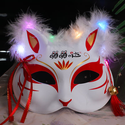 Máscara Luminosa de Zorro y Gato Bifronte con Plumas - Image 14