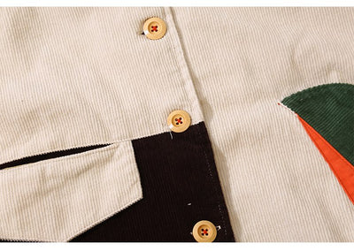 Chaqueta Corduroy Retro Japonesa con Cuello Muñeca y Costuras Contrastadas - Image 11