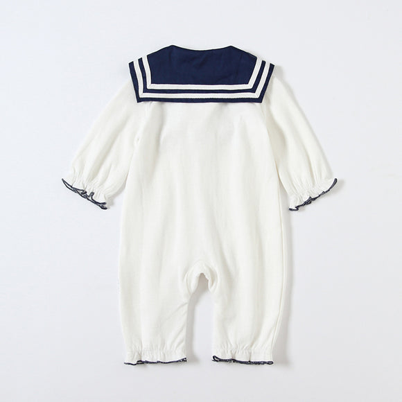Enterizo Elegante con Cuello para Niña - Azul Marino