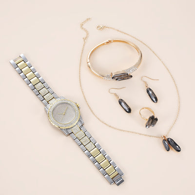 Conjunto de Accesorios en Acero Verde: Reloj, Anillo, Collar y Aretes de Cuarzo - Image 45