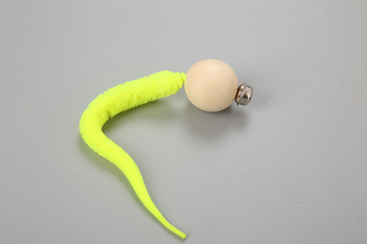 Orange plush cat toy with a wooden ball and a small golden bell, designed for cats to play and nibble. - Image 5
