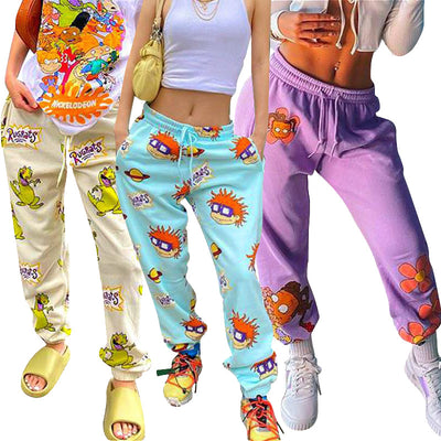 Pantalones Deportivos Holgados con Estampado y Cordón Ajustable