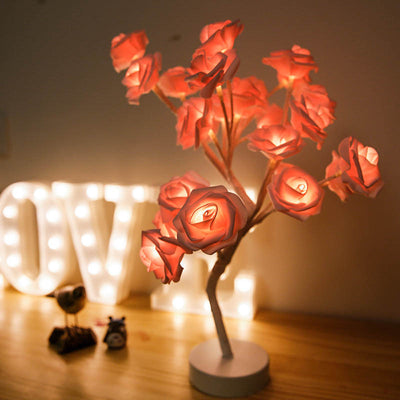 Lámpara LED Flor de Rosa con Árbol Bonsái - Luz Nocturna USB Recargable para Decoración - Image 16