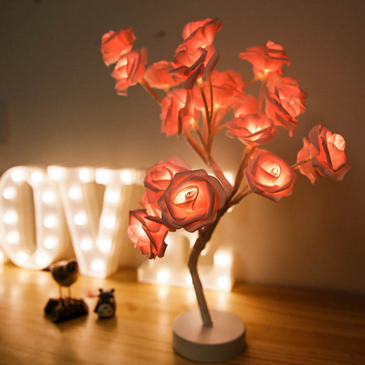Lámpara LED Flor de Rosa con Árbol Bonsái - Luz Nocturna USB Recargable para Decoración - Image 16