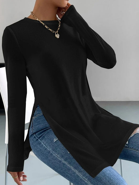 Camiseta Larga de Otoño e Invierno con Aberturas Laterales - Image 17