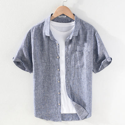 Camisa de Lino Casual para Hombre con Cuello Cuadrado - Image 2