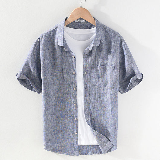 Camisa de Lino Casual para Hombre con Cuello Cuadrado - Image 2