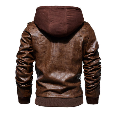 Chaqueta de Cuero PU con Capucha para Hombre - Image 6