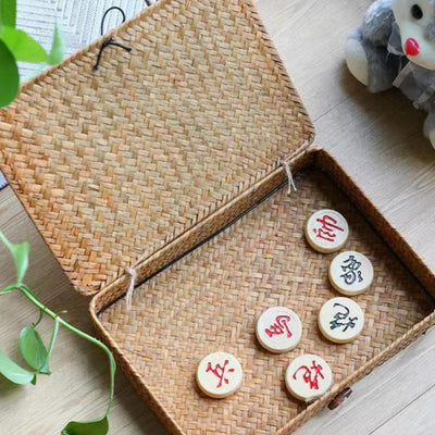Caja Organizadora Tejida en Paja Natural para Dormitorio y Escritorio