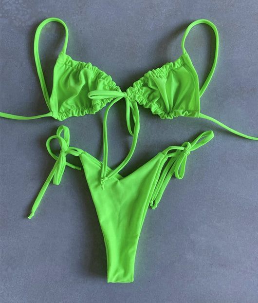 Bikini Deportivo de Tiras Ajustables en Color Sólido - Image 56