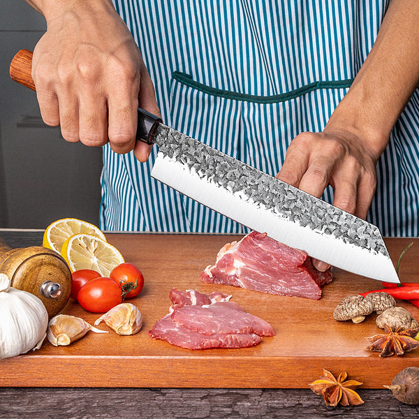 Cuchillo Santoku Forjado a Mano - Hoja de Chef Profesional
