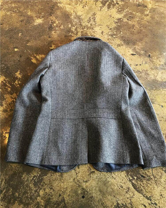Blazer Retrô Americano Outono-Inverno em Lã, Caimento Slim Casual
