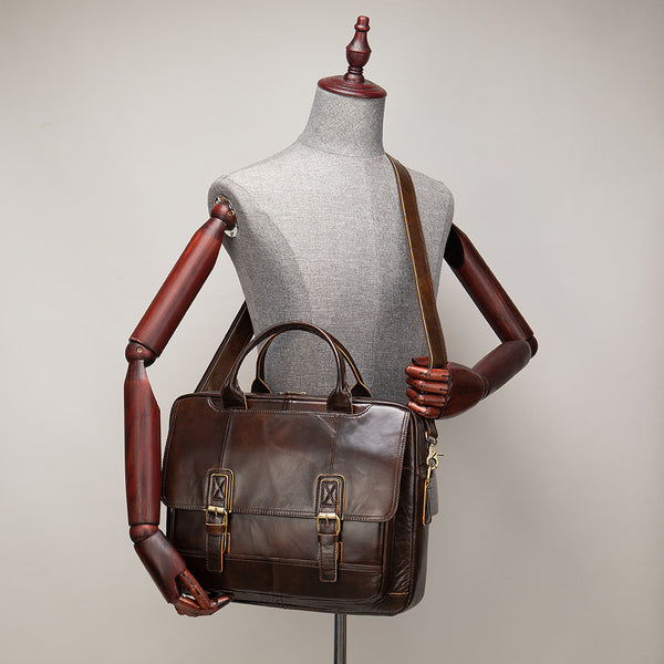 Bolso de Negocios Crosswise en Cuero Genuino para Hombre
