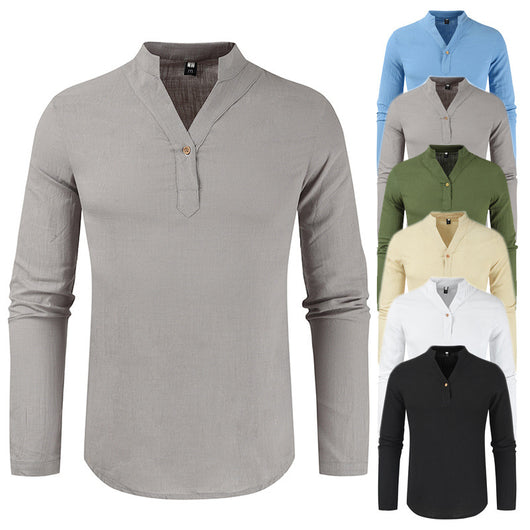 Camisa Suelta de Manga Larga Estilo Europeo Casual