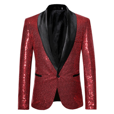 Blazer de Lentejuelas Hombre - Traje Elegante de Color Sólido - Image 11