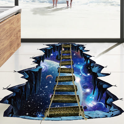 Adhesivos 3D de Pared - Universo Creativo con Planetas y Puente Suspendido - Image 4