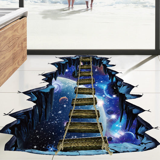 Adhesivos 3D de Pared - Universo Creativo con Planetas y Puente Suspendido - Image 4