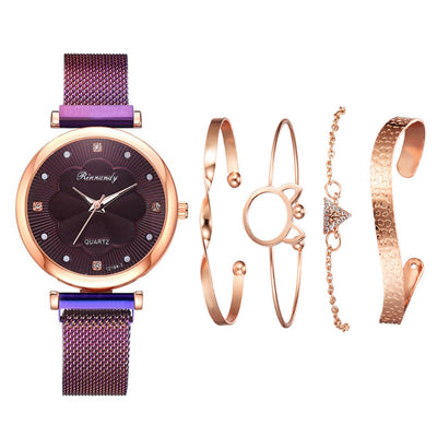 Set de Reloj para Dama con Correa de Malla de Aleación y Brazalete - Image 34