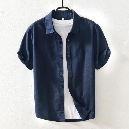 Camisa Casual de Algodón y Lino para Hombre - Image 13
