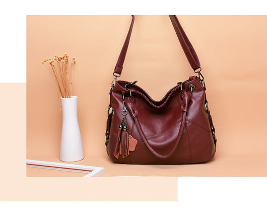 Bolso Bandolera de Cuero PU con Detalles de Costura y Borlas para Mujer - Image 28