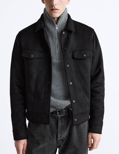 Chaqueta de Solapa en Efecto Gamuza para Hombre - Image 17