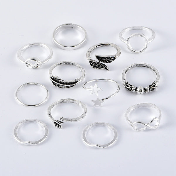 Anillo de Plata Antigua con Hoja de Pluma y Nudo Infinito - Image 10