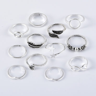 Anillo de Plata Antigua con Hoja de Pluma y Nudo Infinito - Image 10