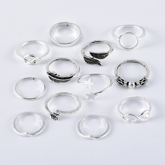 Anillo de Plata Antigua con Hoja de Pluma y Nudo Infinito - Image 10