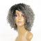 Peluca Rizada Mujer Cabello Sintético Gris Negro Resistente al Calor