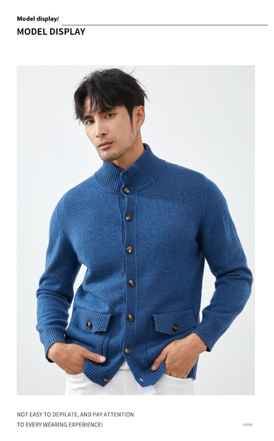 Cardigan de Cashmere Tejido Casual Manga Larga para Hombre - Image 19