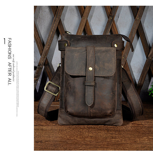 Bolsa Bandolera de Cuero para Hombre - Mochila Compacta con Soporte para Cámara - Image 19