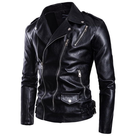Chaqueta de Cuero con Múltiples Cierres