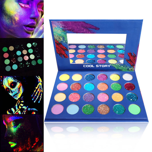 Paleta de 24 Sombras Luminosas con Acabado Mate y Fluorescente