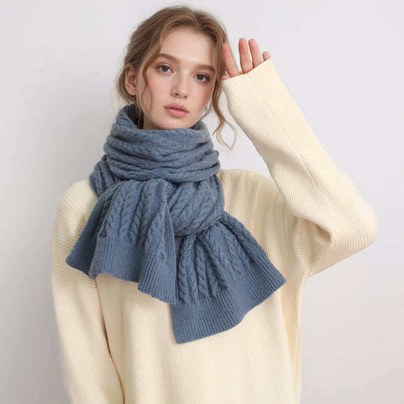 Cachecol de Lã Grossa Outono Inverno Estilo Europeu Americano com Textura Cashmere Artificial