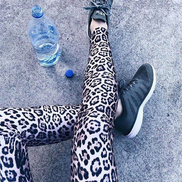 Leggings Push Up Estampado Leopardo Cintura Alta Fitness