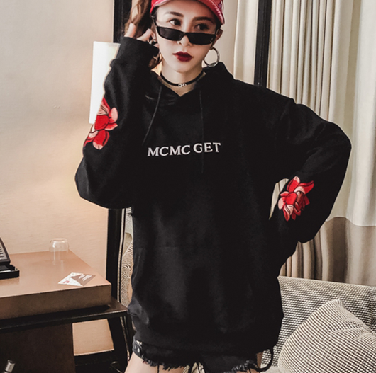 Sudadera Hoodie Oversized Bordada Otoño para Parejas - Image 3