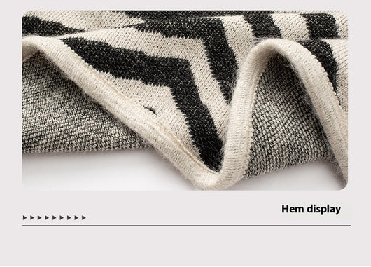 Poncho Tejido de Rayas Otoño Invierno con Flecos Elegante - Image 32