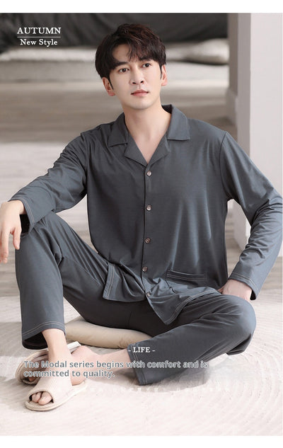 Pijama Cardigan Modal para Hombre - Conjunto Casual de Descanso - Image 14