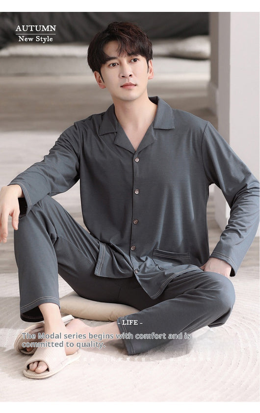 Pijama Cardigan Modal para Hombre - Conjunto Casual de Descanso - Image 14