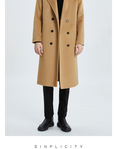 Abrigo Reversible de Cashmere Largo Hasta la Rodilla para Hombre - Otoño e Invierno - Image 7