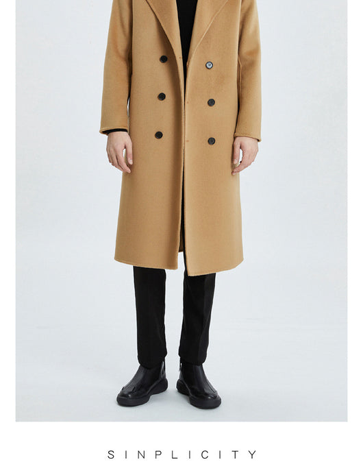 Abrigo Reversible de Cashmere Largo Hasta la Rodilla para Hombre - Otoño e Invierno - Image 7
