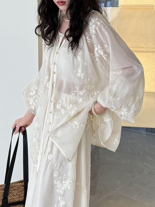 Vestido Camisero Bordado Estilo Chino Midi - Image 26