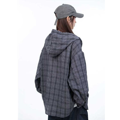 Camisa Cuadros con Capucha Oversized Retro Casual - Image 8