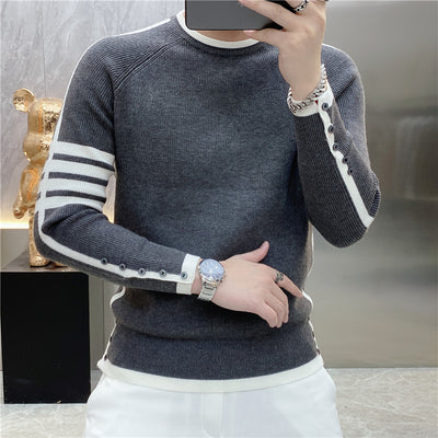 Suéter de Cuello Redondo a Rayas - Pullover Versátil para Hombre Joven - Image 14